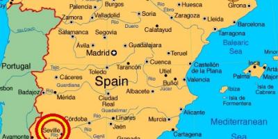 Mapa d'espanya mostrant Sevilla