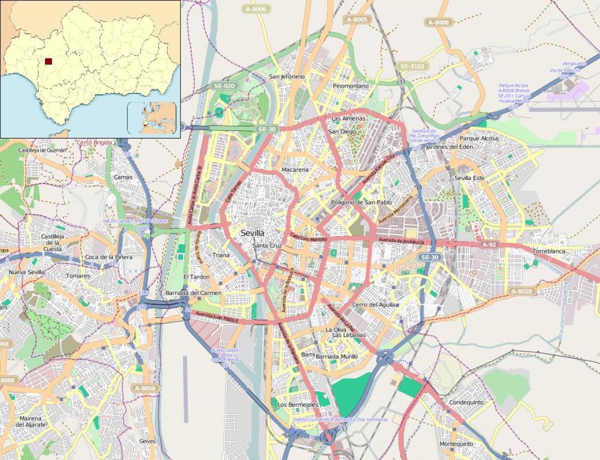 mapa de Sevilla espanya barris