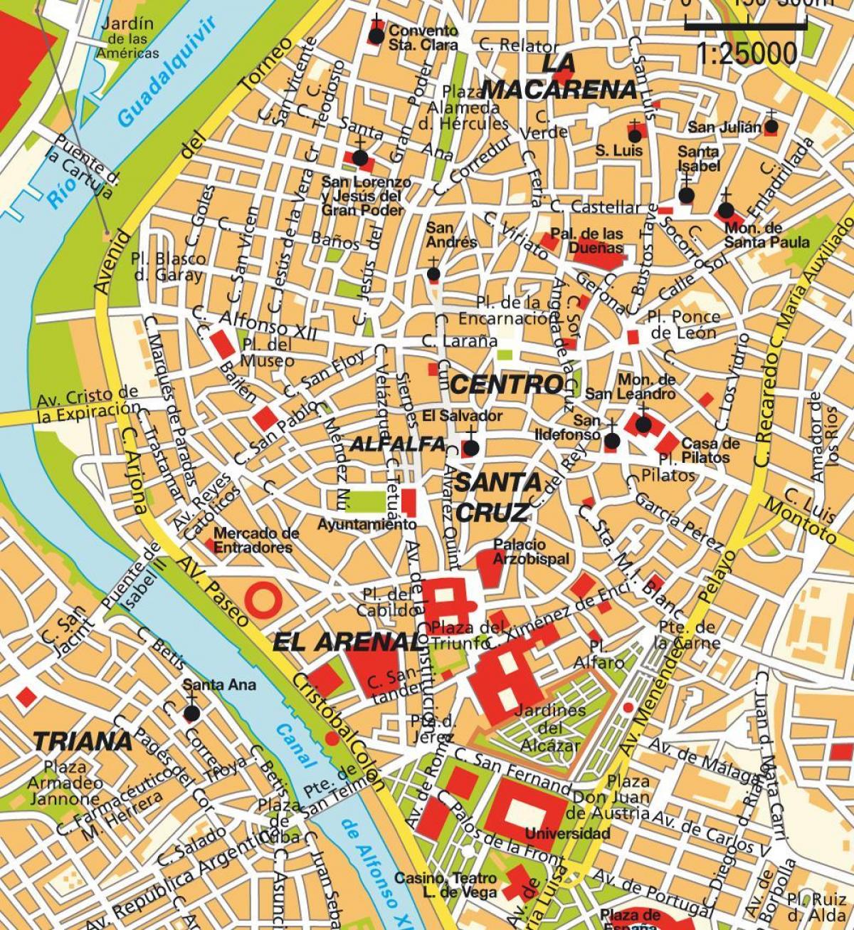 mapa de Sevilla espanya centre de la ciutat