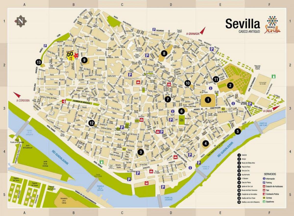 mapa de plaza de armas a Sevilla 