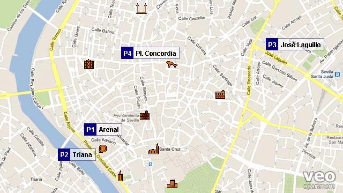 mapa de Sevilla aparcament