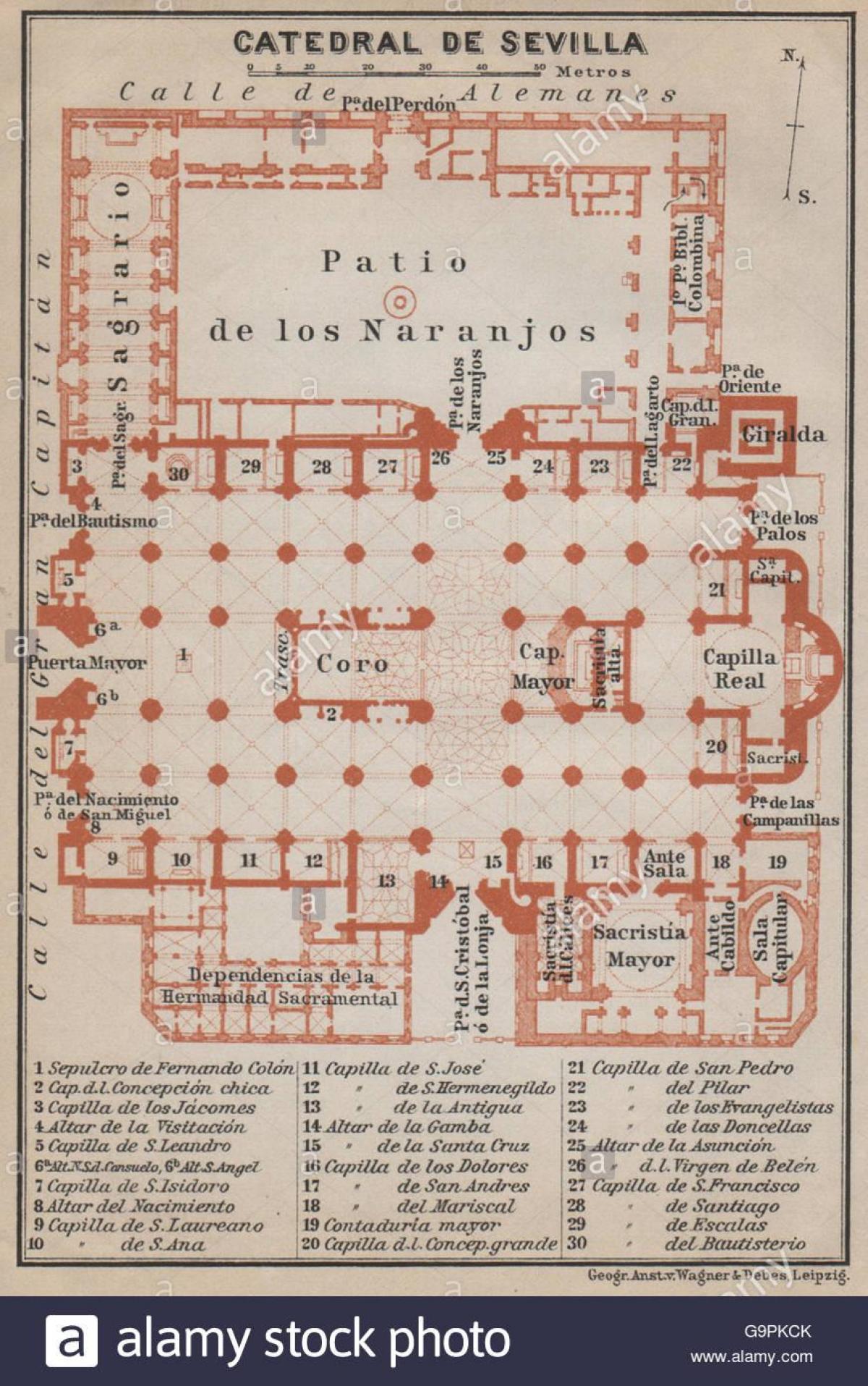 mapa de Sevilla, catedral