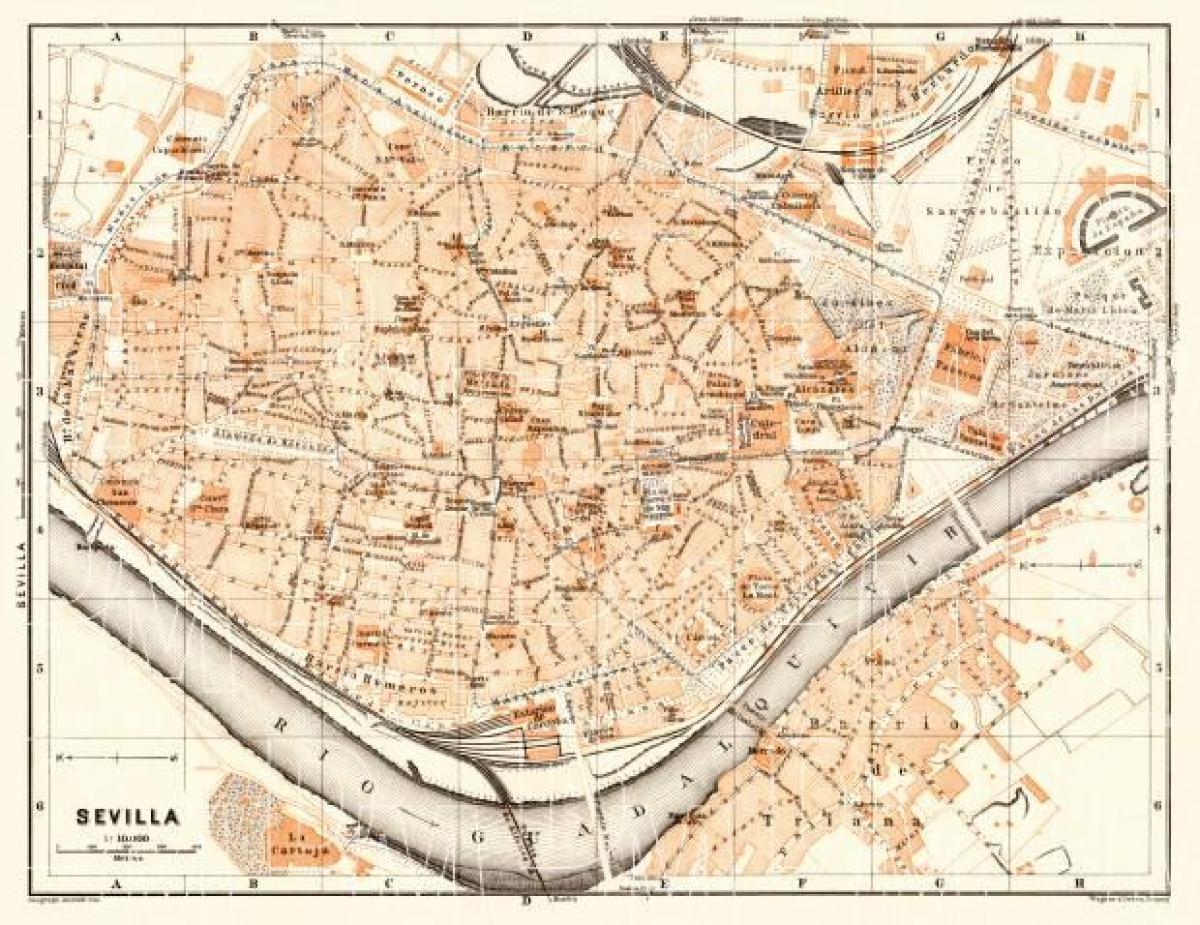 mapa de l'antiga ciutat de Sevilla espanya