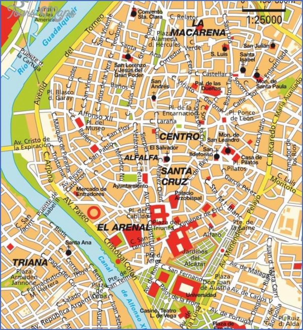 Sevilla espanya mapa atraccions turístiques