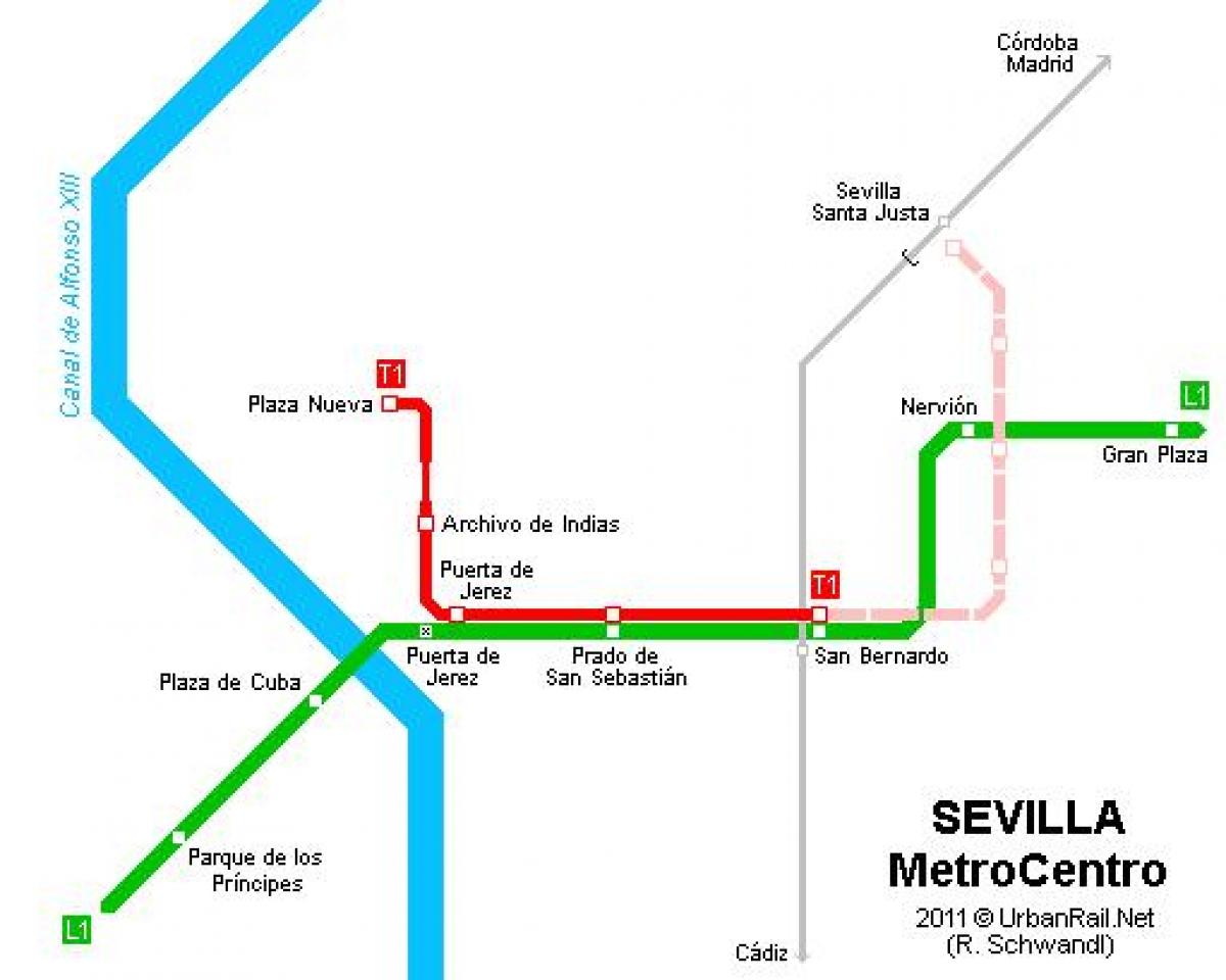 mapa de Sevilla tramvia